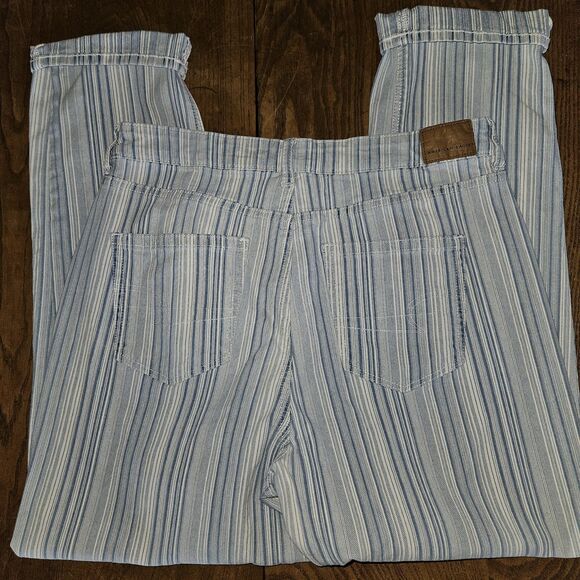 American Eagle AE Mom Jeans White/Blue Stripe – Size 10, Stretch Fit, Retro Vibe - Picture 5 of 11